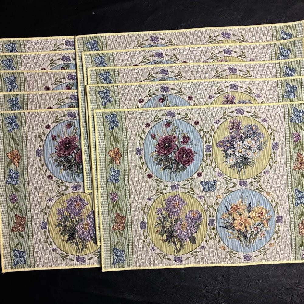 Butterfly Floral Tapestry Placemat by Lena Liu Daisy, Set Of 10 Made In USA